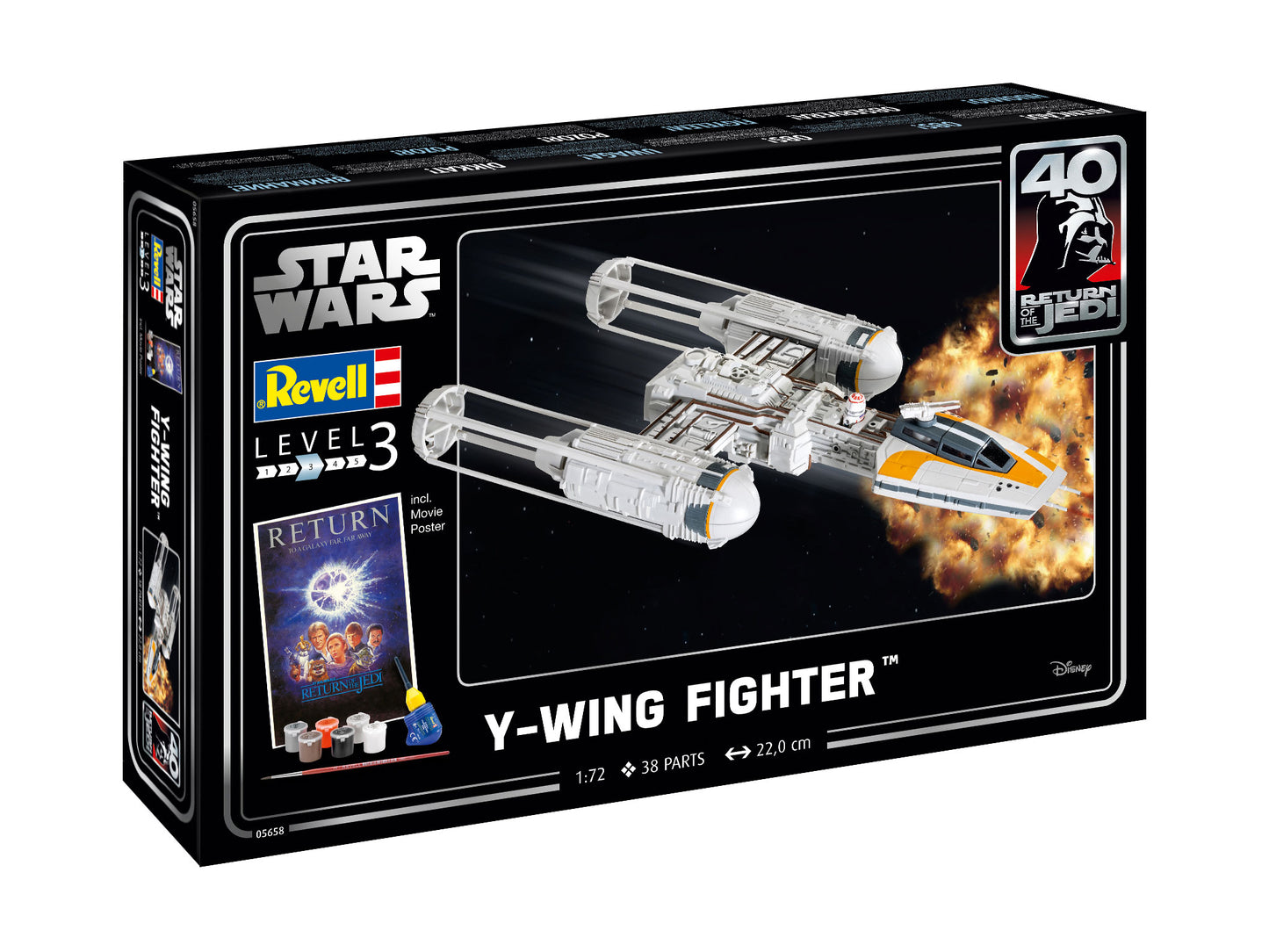 Revell 5658 Y-Wing Fighter Star Wars 40th Anniv Set 1:72 Model Kit
