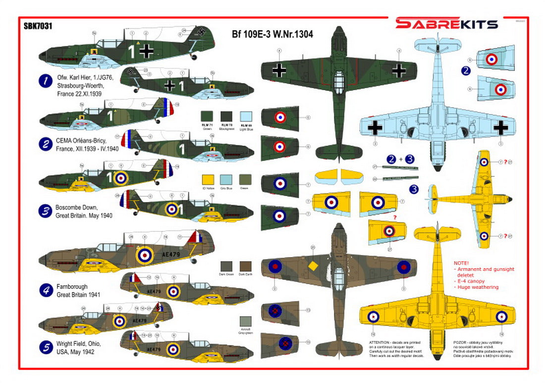 Sabre Kits SBK7031 1:72 Messerschmitt Bf-109E-3