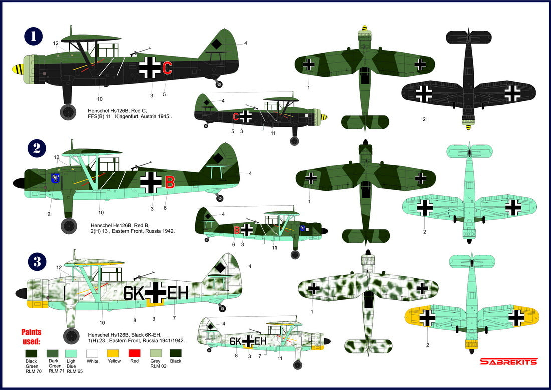 Sabre Kits SBKD04 1:72 Henschel Hs-126 Eastern Front Decals