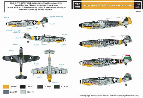 SBS Model SBSD4820D 1:48 Messerschmitt Bf-109G-6 in Hungarian Service Vol