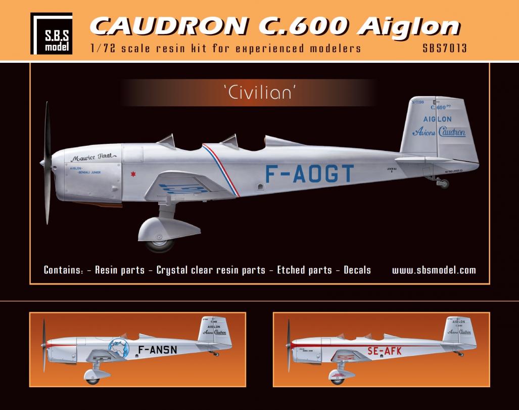 SBS Model SBSK7013 1:72 Caudron C.600 Aiglon 'Civilian'