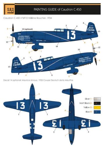 SBS Model SBSK7022 1:72 Caudron C.450 1934 full resin kit