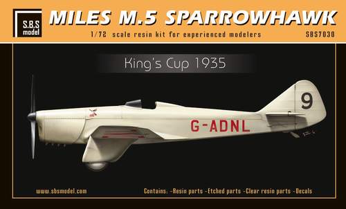 SBS Model SBSK7030 1:72 Miles M.5 Sparrowhawk 'King's Cup'