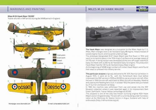 SBS Model SBSPP02 1:72 Miles M.2H Hawk Major 'RAF' Service