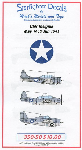 Starfighter Decals SFD350050 1:350 USN Insignia May 1942 to June 1943