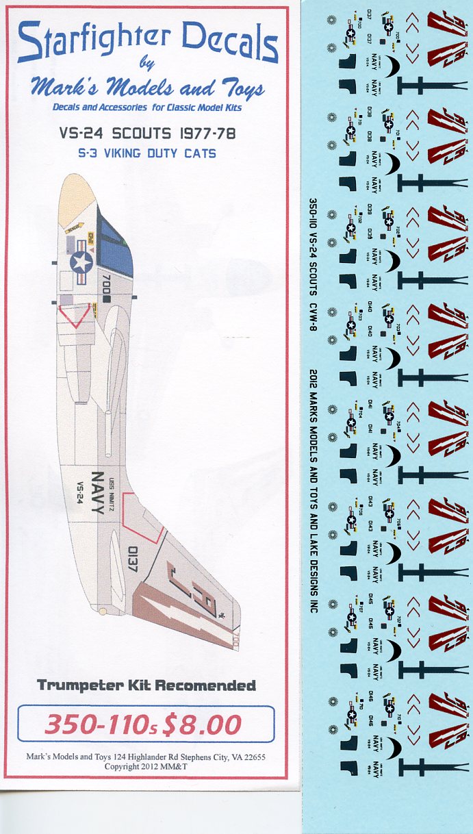 Starfighter Decals SFD350110S 1:350 Lockheed S-3B Vikings