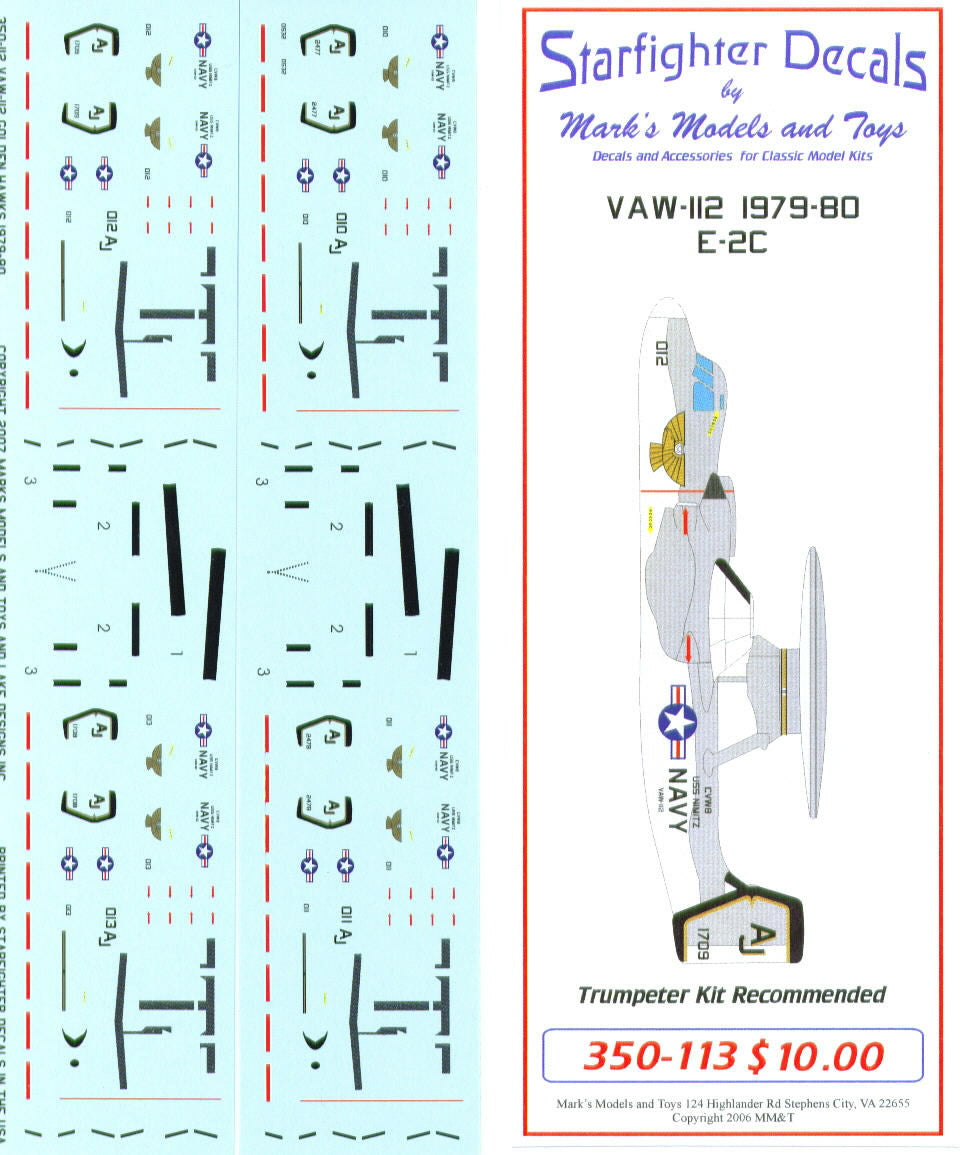 Starfighter Decals SFD350113S 1:350 VAW-112 assigned to CVW-8 from 1979-80