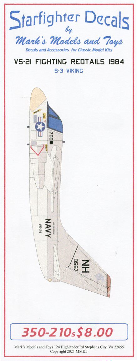 Starfighter SFD350210S VS-21 Vikings CVW-11 1980s 1:350 S-3
