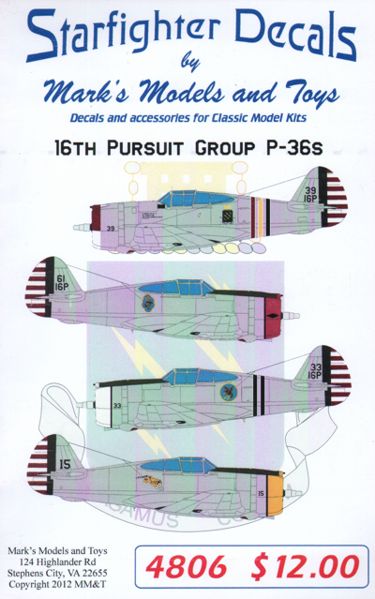 Starfighter Decals SFD48006 1:48 16th Pursuit Group Curtiss P-36 Hawks