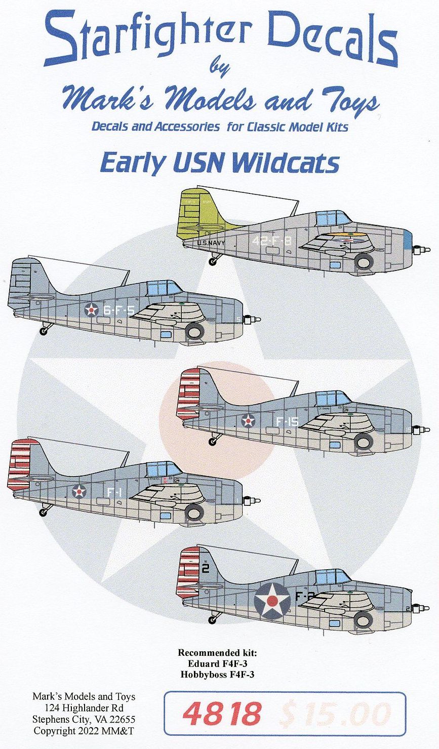 Starfighter SFD48018 1:48 Grumman F4F Wildcat Early Decals