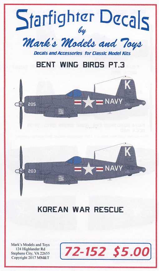 Starfighter Decals SFD72152 1:72 Bent Wing Birds Pt.3: Korean War Rescue
