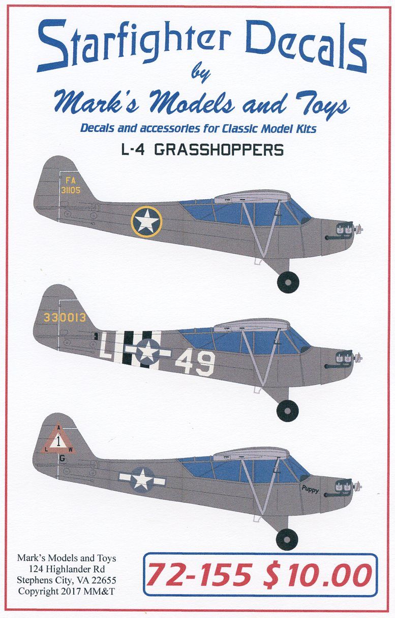 Starfighter Decals SFD72155 1:72 Piper L-4A/B Grasshoppers