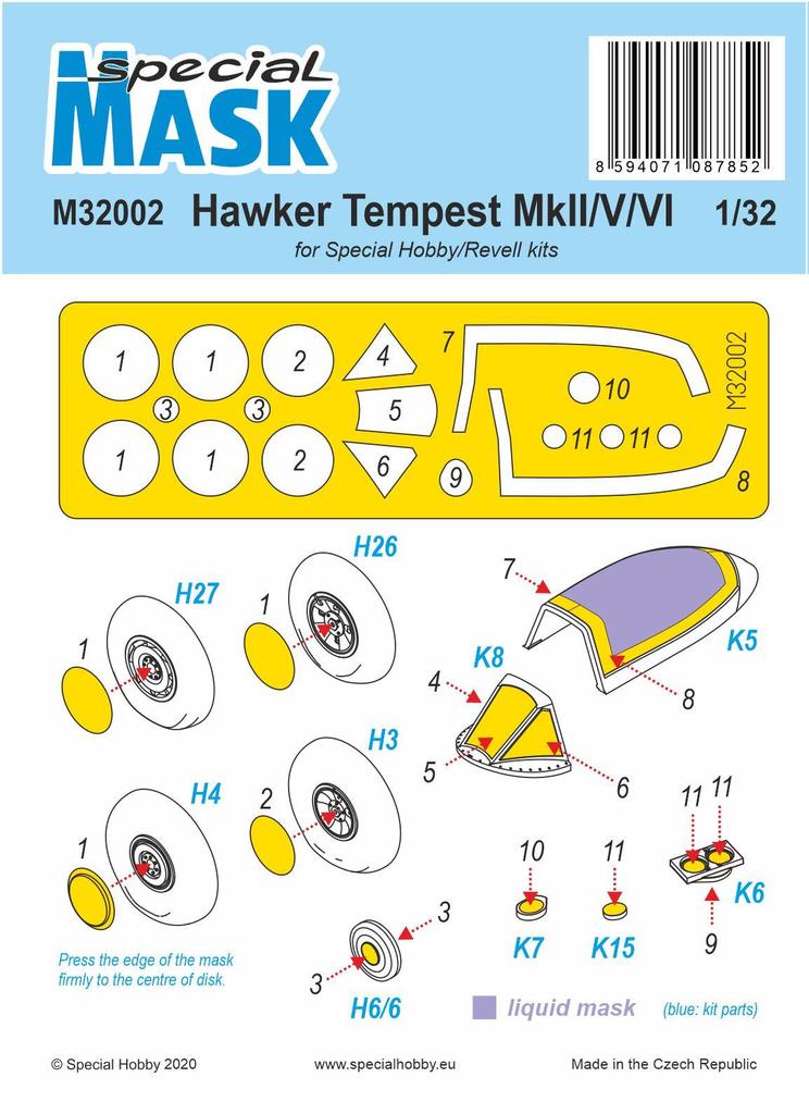 Special Hobby SHM32002 Hawker Tempest MK.II/V/VI Mask Set 1:32