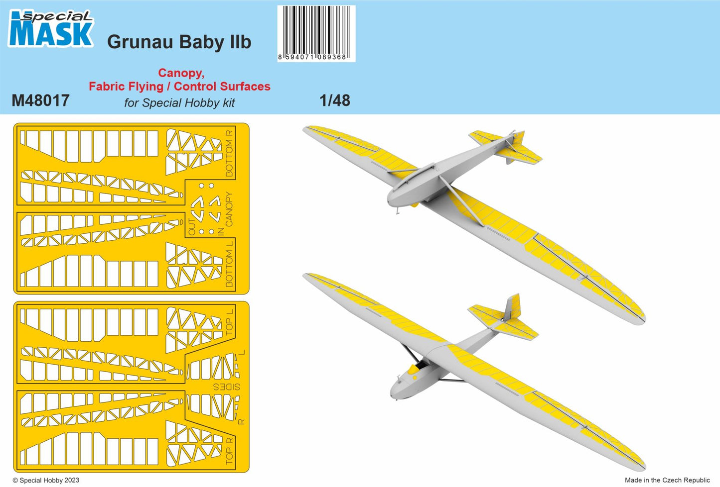 Special Hobby SHM48017 Grunau Baby IIB Canopy/Fabric Mask 1:48