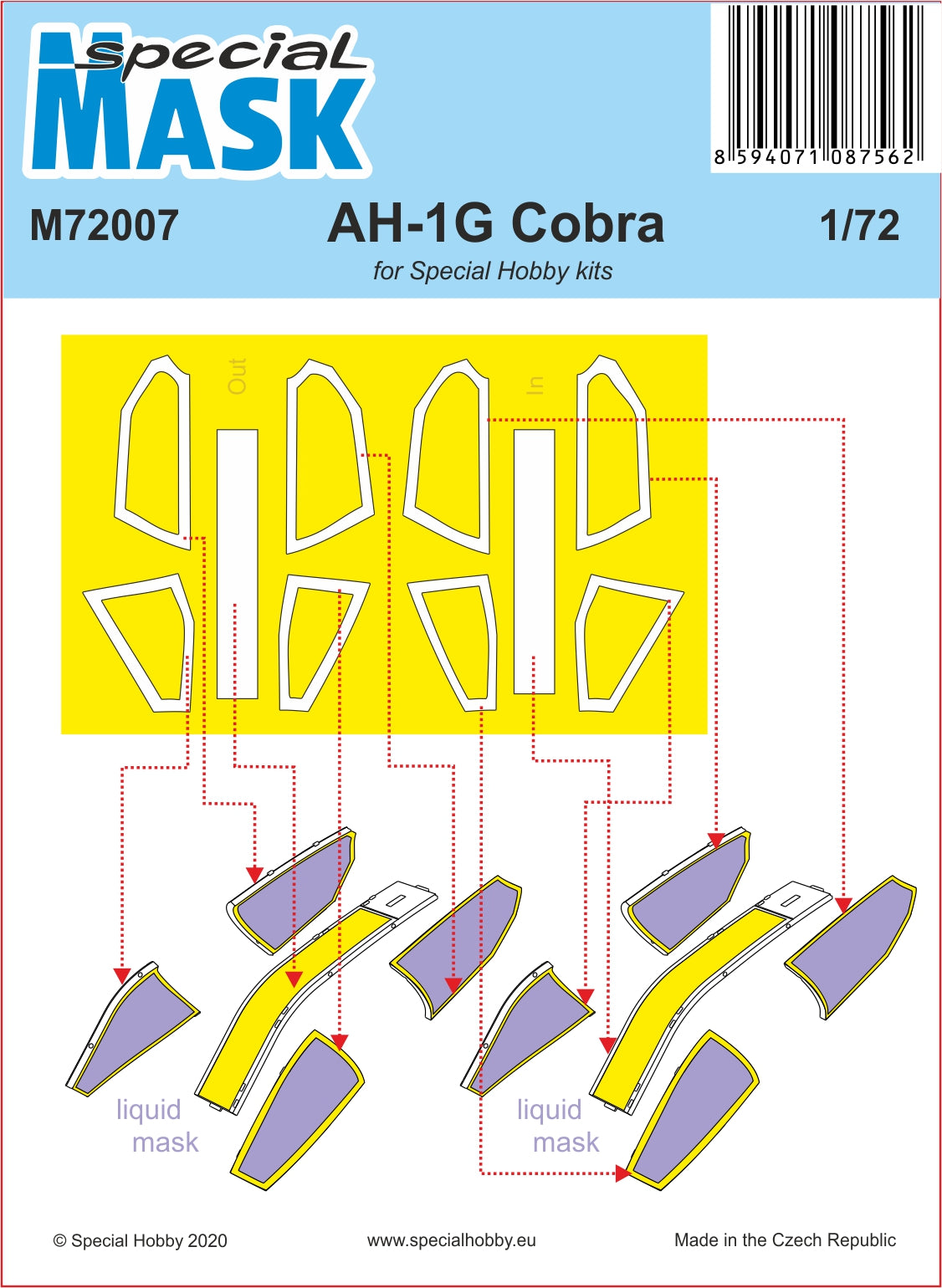 Special Hobby SHM72007 1:72 Bell AH-1G Cobra canopy frame paint mask
