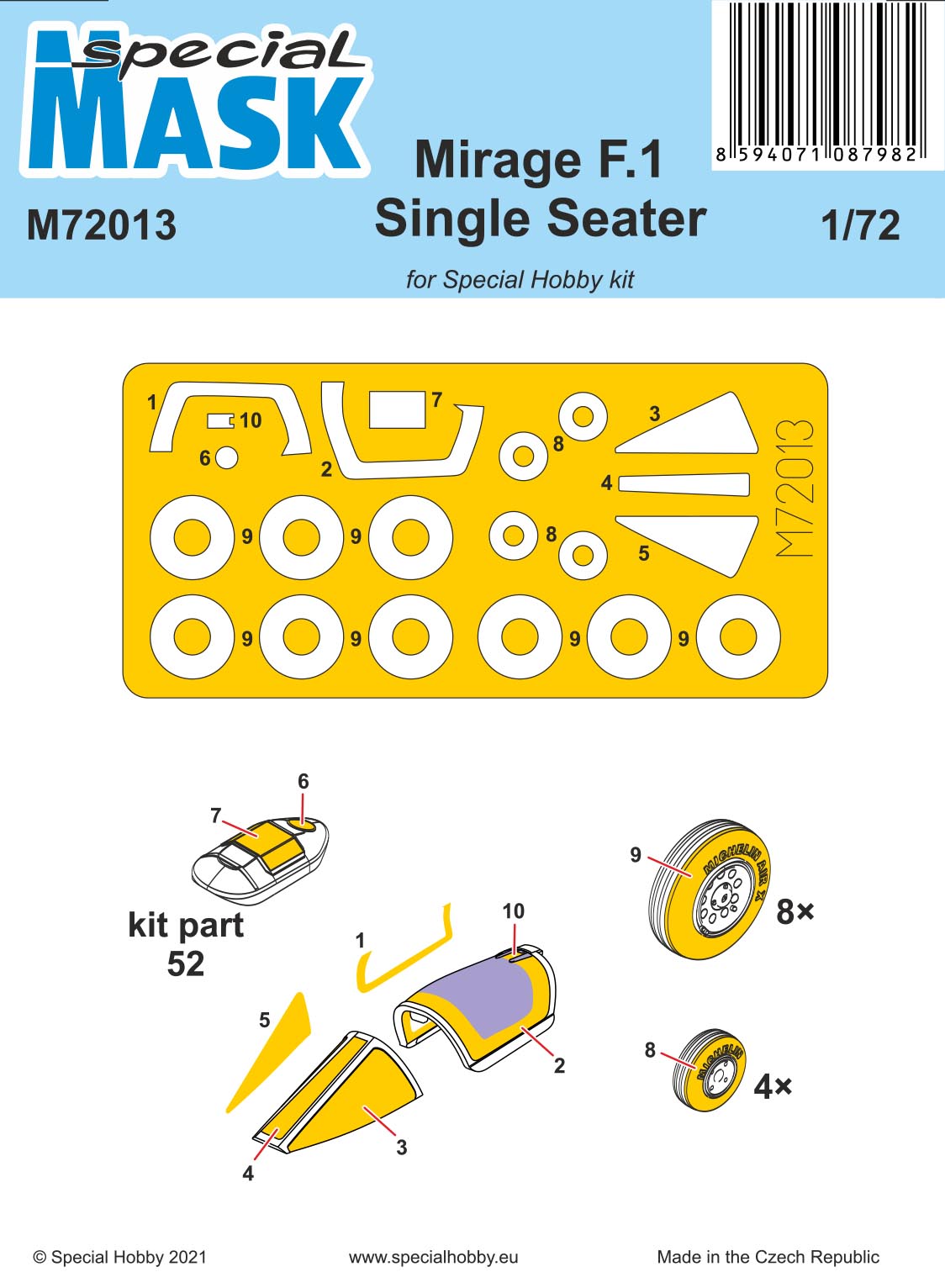 Special Hobby SHM72013 Mirage F.1 Single Seater Mask 1:72