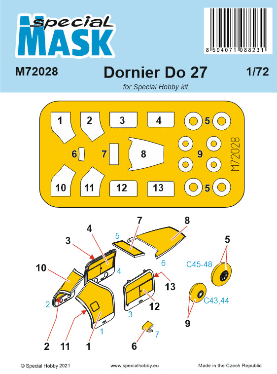 Special Hobby SHM72028 Dornier Do-27 Paint Mask 1:72