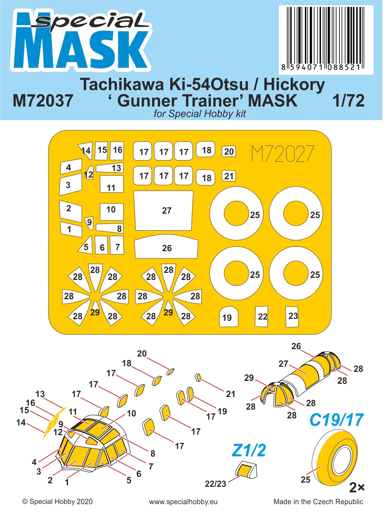 Special Hobby SHM72037 Tachikawa Ki-54-Otsu Gunner Mask 1:72