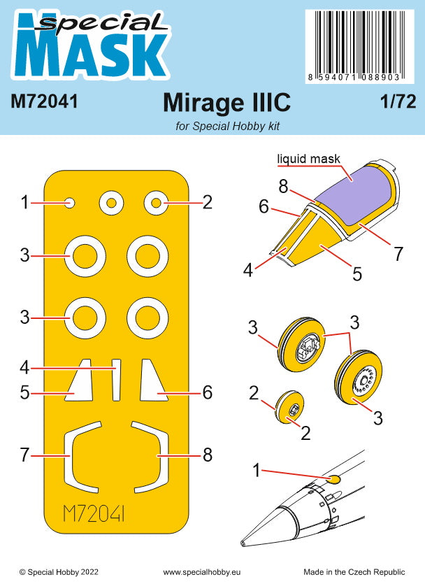 Special Hobby SHM72041 Mirage IIIC/IIICR Paint Mask 1:72