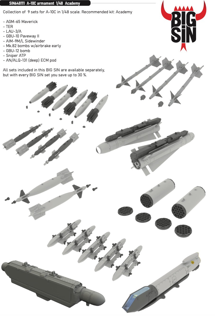 Eduard Brassin SIN648111 1:48 Fairchild A-10C Thunderbolt II armament