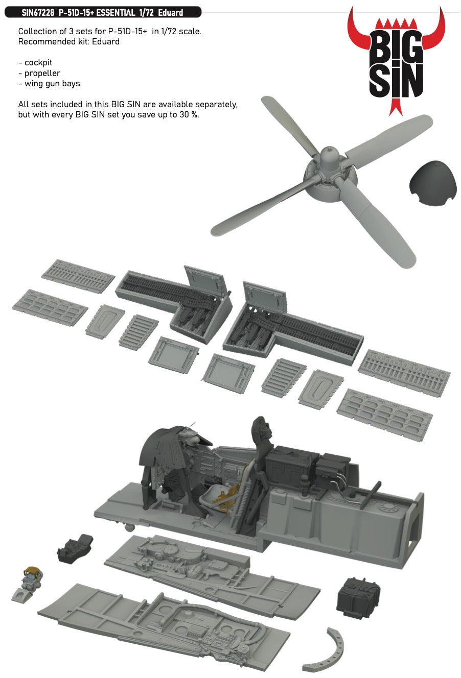 Eduard Brassin SIN67228 North-American P-51D-15+ ESSENTIAL 1:72