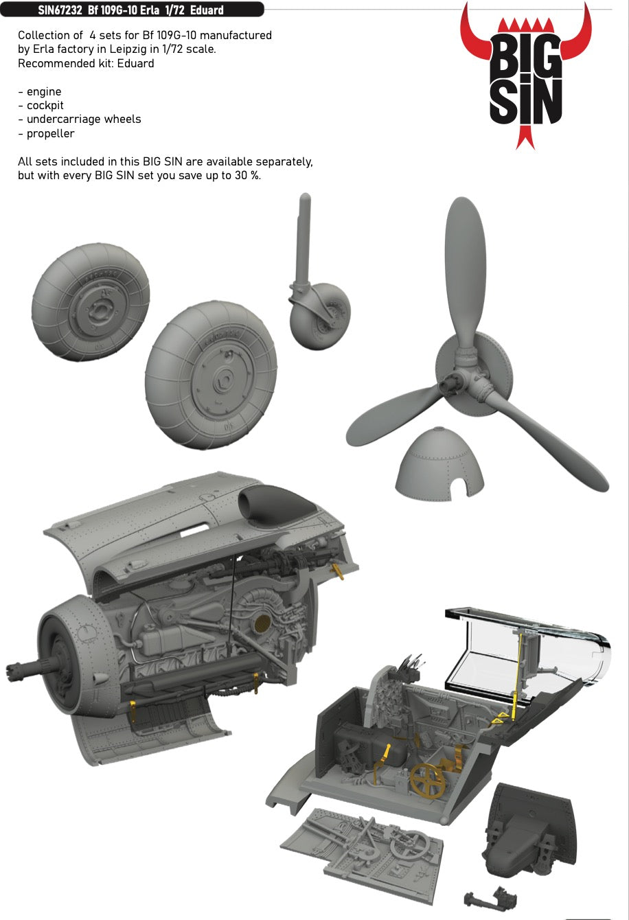 Eduard Brassin SIN67232 Messerschmitt Bf-109G-10 Erla 1:72