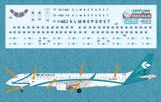 Skyline SKY14073 1:144 Embraer ERJ-195 Air Dolomiti Decals