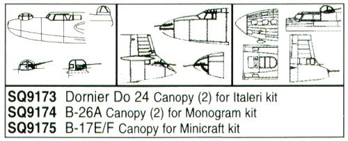 Squadron Canopies SQS9175 1:72 Boeing B-17E/B-17F Flying Fortress