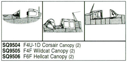 Squadron Canopies SQS9504 1:48 Vought F4U-1D Corsair x 2