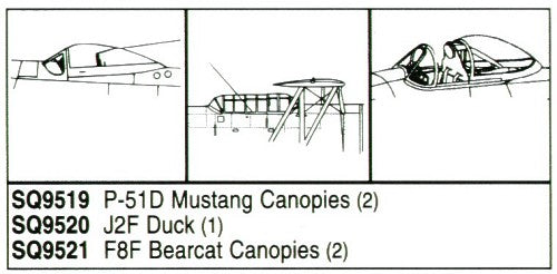 Squadron Canopies SQS9521 1:48 Grumman F8F Bearcat x 2