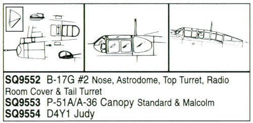 Squadron Canopies SQS9553 1:48 P-51A & A-36 Canopies