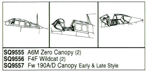 Squadron Canopies SQS9556 1:48 Grumman F4F-3/F4F-4 Wildcat x 2