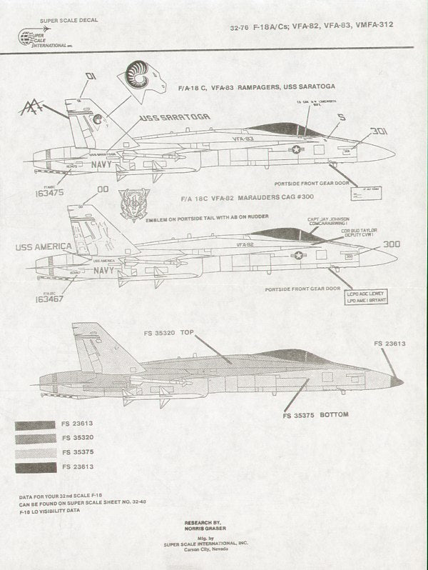 Superscale SS32076 1:32 McDonnell-Douglas F/A-18C