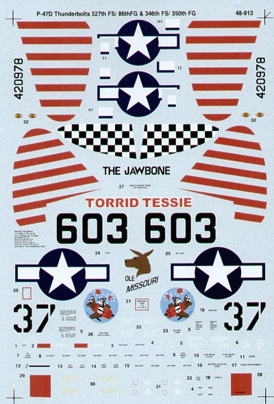 Microscale SS480913 1:48 Republic P-47D Thunderbolt bubbletops