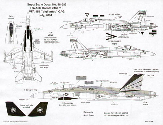 Superscale SS480983 1:48 McDonnell-Douglas F/A-18C Hornet