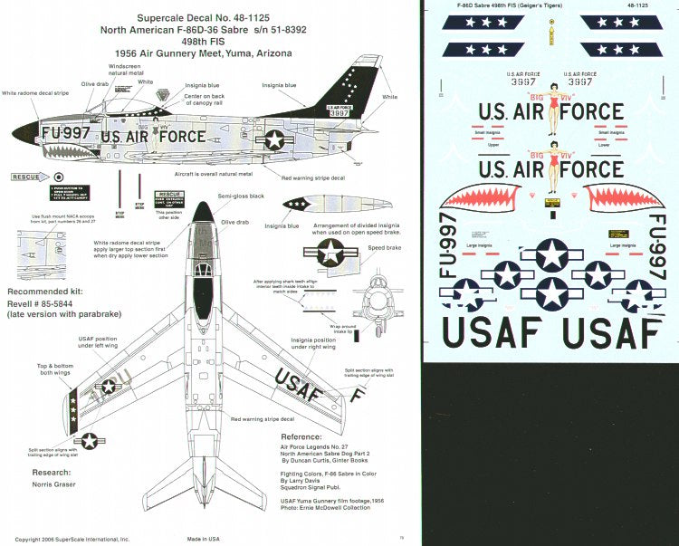 Microscale SS481125 1:48 North-American F-86D Sabre