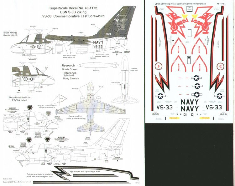 Microscale SS481172 1:48 Lockheed S-3B Viking