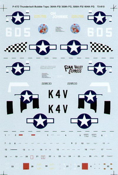 Microscale SS72810 1:72 Republic P-47D Thunderbolt bubbletops