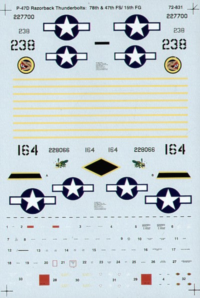 Microscale SS72831 1:72 Republic P-47D Thunderbolt 'Razorback'