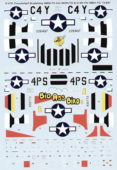 Microscale SS72897 1:72 Republic P-47D Thunderbolt 'Bubbletop'