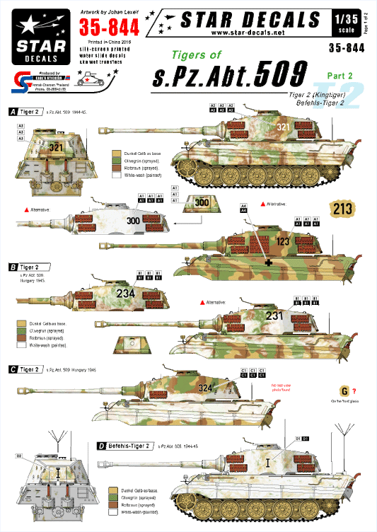 Star Decals STAR35844 1:35 Pz.Kpfw.VI Tigers of schwere Pz