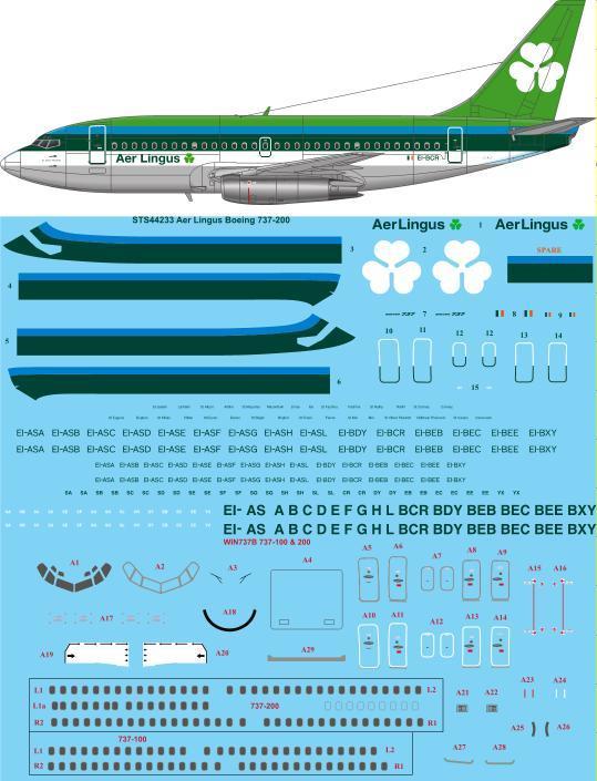 26 Decals STS44233 1:144 Aer Lingus 1970s livery Boeing 737-200