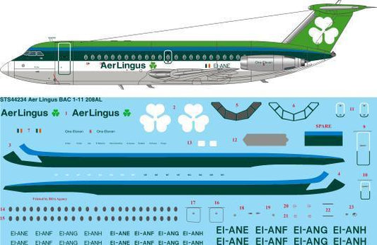 26 Decals STS44234 1:144 Aer Lingus 1970s livery BAC 111-208AL