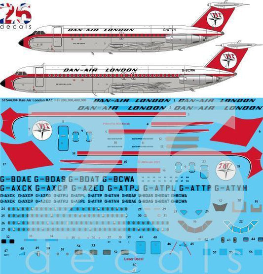 26 Decals STS44394 1:144 Dan-Air London BAC 1-11-200,300,400,500
