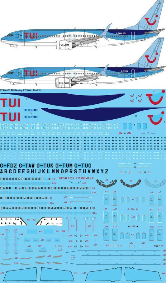 26 Decals STS44420 1:144 TUI Boeing 737-800 & MAX 8