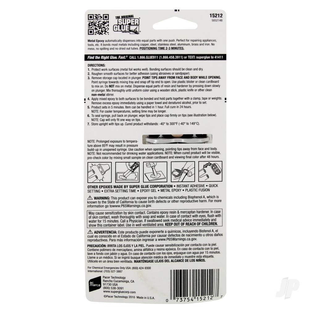 Super Glue 5 Minute Quick Setting Metal Epoxy (1oz, 28.3g) 15212