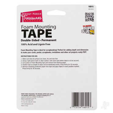Super Glue Foam Mounting Tape, Double-Sided (.75in x 16ft) 16015