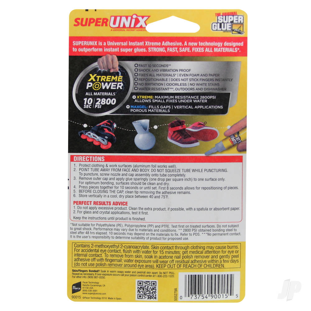 Super Glue Super Unix Gel Adhesive (0.35oz, 10g) 90015