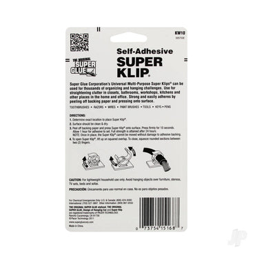 Super Glue Self Adhesive Super Klip (10/pkg) KW10