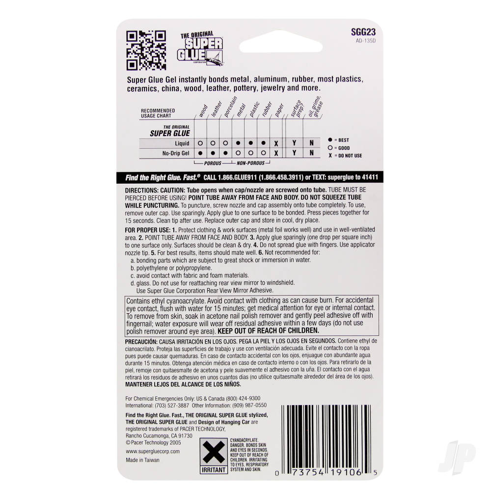 Super Glue Super Glue Gel 3-Pack (3x 0.07oz, 2g) SGG23